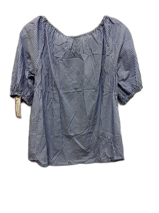 Ann Mashburn Size XS Blue & White Cotton Half Sleeve Striped V Neck Top Blue & White / XS