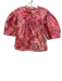 Ulla Johnson Size 0 Pink & White Cotton Half Sleeve Floral Half Zip Top Pink & White / 0
