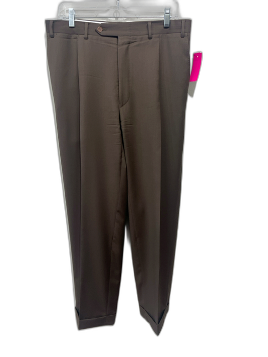 Canali Size 36 Dark Tan Wool Solid Dress Cuffed Men's Pants Dark Tan / 36