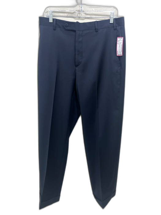 Zanella Size 35 Navy Wool Solid Dress Cuffed Men's Pants Navy / 35
