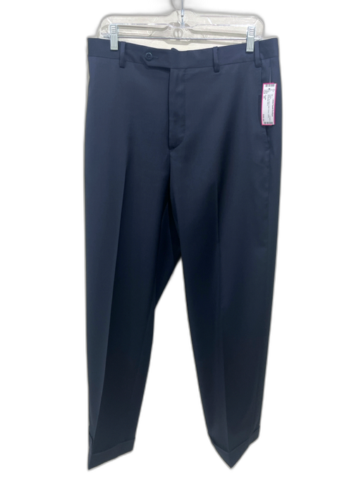 Zanella Size 35 Navy Wool Solid Dress Cuffed Men's Pants Navy / 35