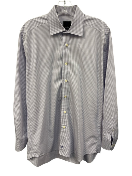 David Donahue Size 16 Purple & White Cotton Plaid Button up Long Sleeve Shirt Purple & White / 16