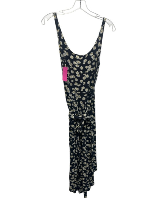 Reformation Jeans Size XS Black, White, Yellow Tencel Blend Flowers Midi Dress Black, White, Yellow / XS