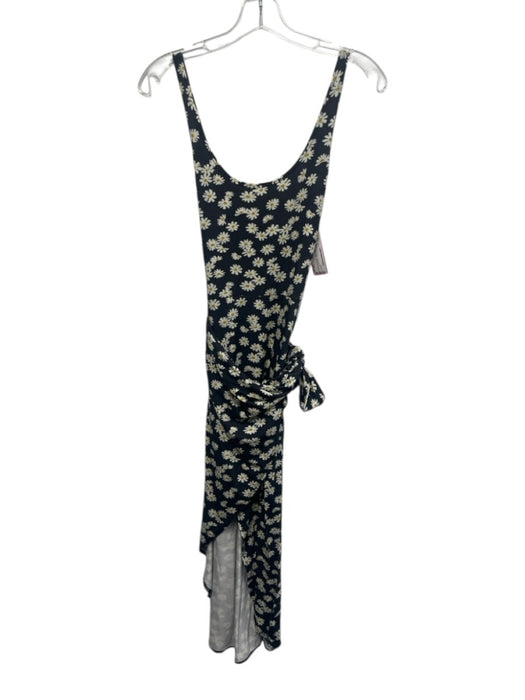 Reformation Jeans Size XS Black, White, Yellow Tencel Blend Flowers Midi Dress Black, White, Yellow / XS