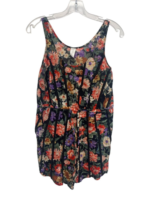 Zimmermann Size 1 Black, Pink, Green Cotton voile Floral Sleeveless Mini Dress Black, Pink, Green / 1