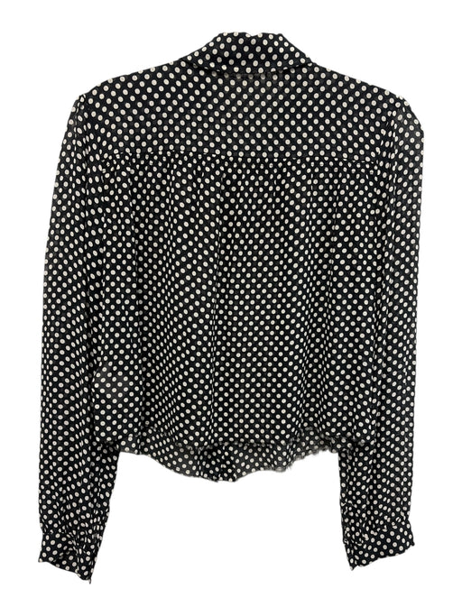 RE/DONE Size M Black & White Silk Chiffon Polka Dot Button Down Long Sleeve Top Black & White / M