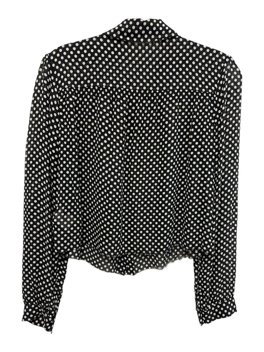 RE/DONE Size M Black & White Silk Chiffon Polka Dot Button Down Long Sleeve Top Black & White / M
