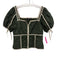 Madewell Size 2 Green & Cream Cotton Quilted Flowers & Stars Button Front Top Green & Cream / 2