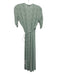 Faithfull the Brand Size L Seafoam Green & Cream Rayon Tassel Detail Wrap Dress Seafoam Green & Cream / L