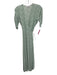 Faithfull the Brand Size L Seafoam Green & Cream Rayon Tassel Detail Wrap Dress Seafoam Green & Cream / L