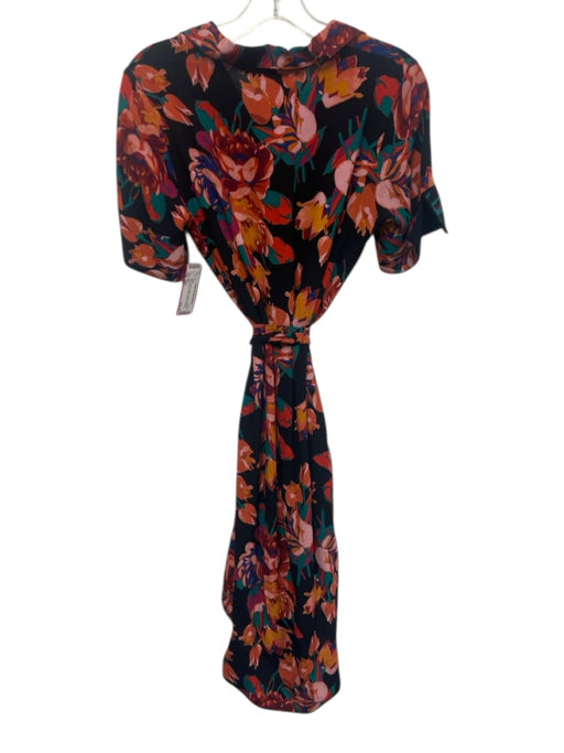 Maeve Size XSP Black, Orange, Multi Viscose painted floral Knee Length Dress Black, Orange, Multi / XSP
