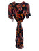Maeve Size XSP Black, Orange, Multi Viscose painted floral Knee Length Dress Black, Orange, Multi / XSP