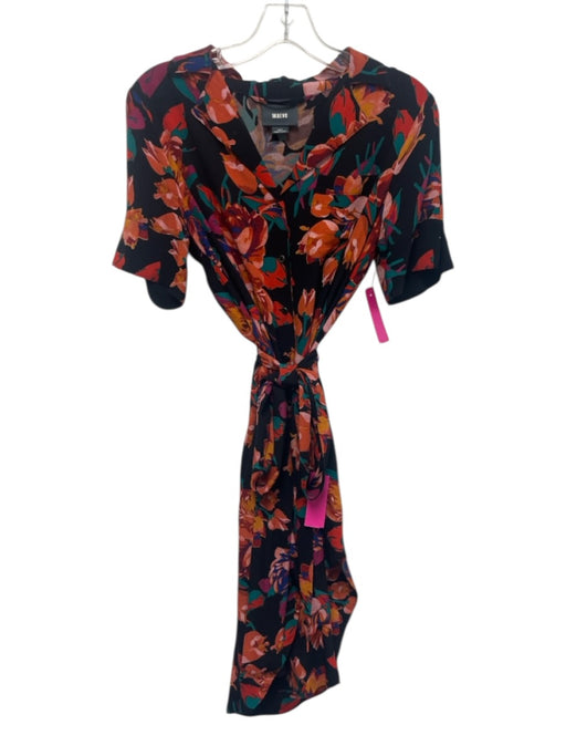 Maeve Size XSP Black, Orange, Multi Viscose painted floral Knee Length Dress Black, Orange, Multi / XSP