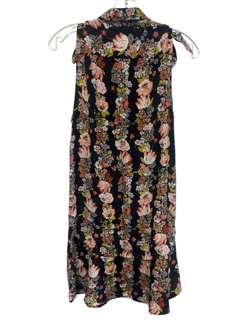 Equipment Femme Size XS Black Silk Floral Button Down Knee length Dress Black / XS