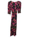 Farm Rio Size XS Black, purple & green Viscose 1/2 Balloon Sleeve V Neck Dress Black, purple & green / XS
