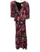 Farm Rio Size XS Black, purple & green Viscose 1/2 Balloon Sleeve V Neck Dress Black, purple & green / XS