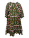 Crosby Size S Green & Multi Cotton Long Sleeve Floral Trim Detail Midi Dress Green & Multi / S