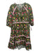 Crosby Size S Green & Multi Cotton Long Sleeve Floral Trim Detail Midi Dress Green & Multi / S