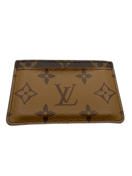 Louis Vuitton Brown Coated Canvas multi pocket Monogram Reverse Wallets Brown