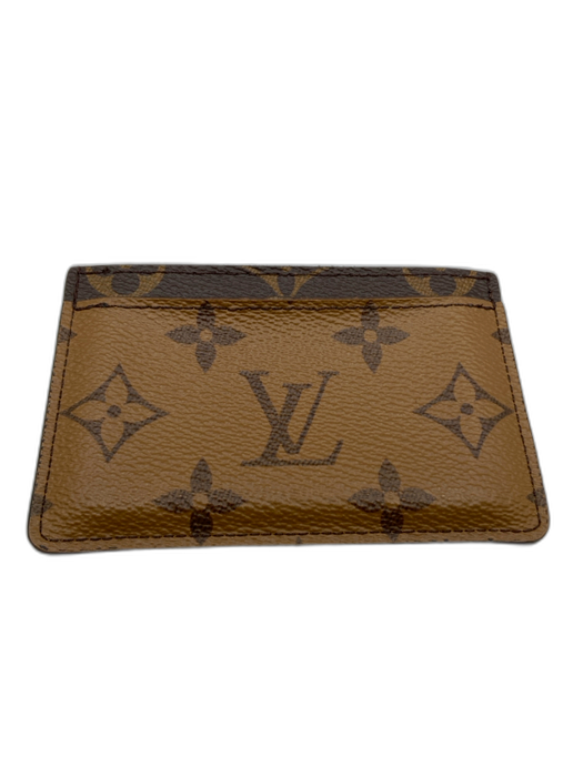 Louis Vuitton Brown Coated Canvas multi pocket Monogram Reverse Wallets Brown