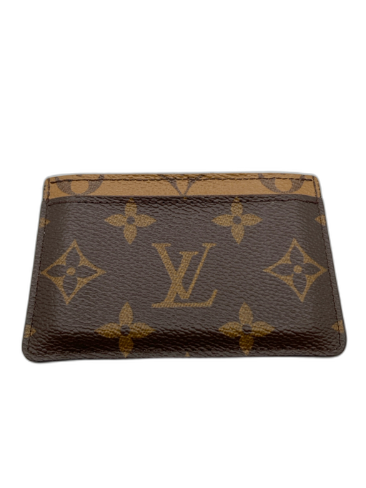 Louis Vuitton Brown Coated Canvas multi pocket Monogram Reverse Wallets Brown