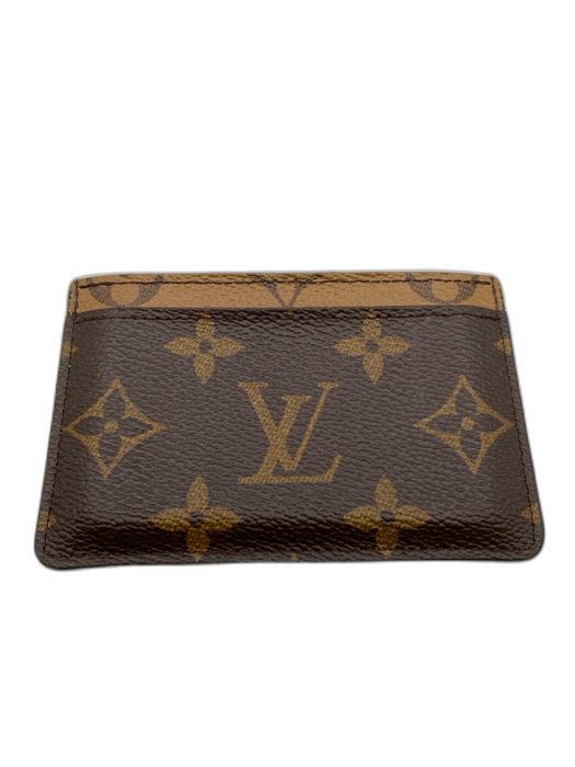 Louis Vuitton Brown Coated Canvas multi pocket Monogram Reverse Wallets Brown