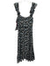 Veronica Beard Size 8 Black, Blue, White Silk Ruffle Cap Sleeve Zip Midi Dress Black, Blue, White / 8