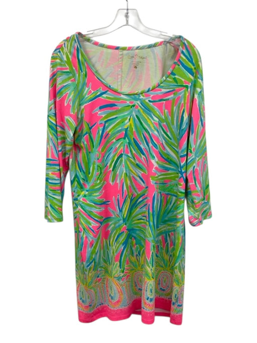 Lilly Pulitzer Size L Green & Multi Prima Cotton Wide Neck Printed Dress Green & Multi / L