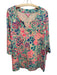 Lilly Pulitzer Size M Blue & Multi Viscose Blend V Neck Printed 3/4 Sleeve Top Blue & Multi / M