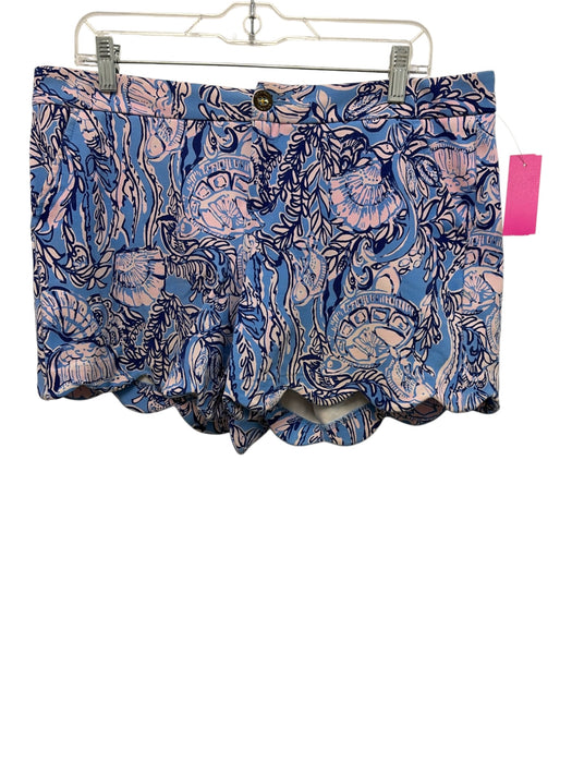 Lilly Pulitzer Size 10 Blue & Pink Rayon Blend Pockets Printed Shorts Blue & Pink / 10