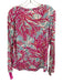Lilly Pulitzer Size L White, Blue, Purple Cotton Long Sleeve Tropical Print Top White, Blue, Purple / L