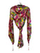 Issa London Size 6 Multi Silk Long Sheer Sleeves V Neck Attached Belt Dress Multi / 6