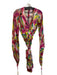 Issa London Size 6 Multi Silk Long Sheer Sleeves V Neck Attached Belt Dress Multi / 6