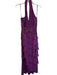 Tadashi Size 8 Eggplant Silk Halter Back Zip Gathered Tiered Gown Eggplant / 8