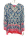Lilly Pulitzer Size L Blue, White & Pink Rayon V Neck Long Sleeve Printed Dress Blue, White & Pink / L