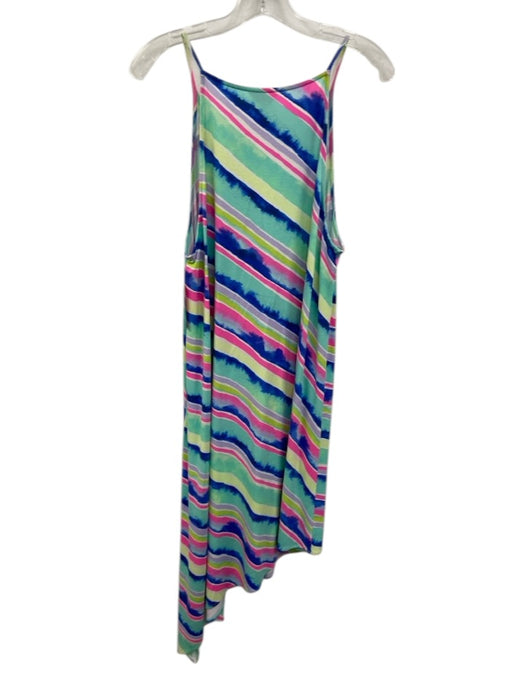 Lilly Pulitzer Size L Green & Multi Rayon Blend Striped Sleeveless Dress Green & Multi / L