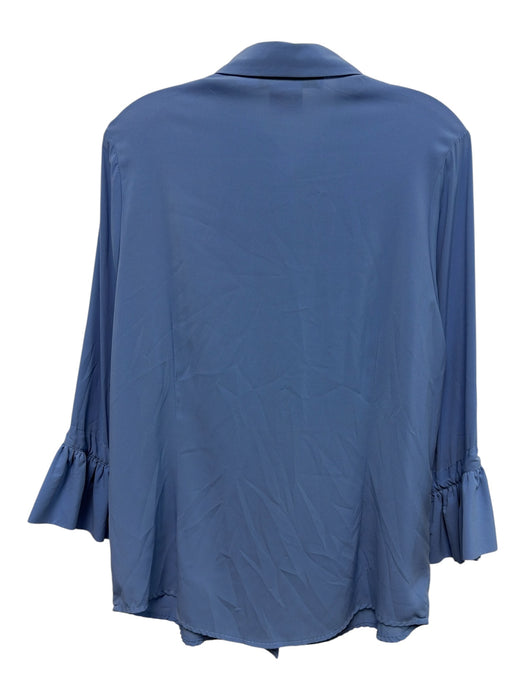 Gretchen Scott Size M Blue Polyester Button Front Long Sleeve Bell Sleeve Top Blue / M