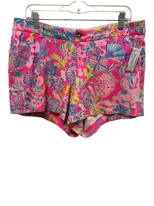 Lilly Pulitzer Size 10 Pink & Multi Cotton Blend Zip & Button Printed Shorts Pink & Multi / 10