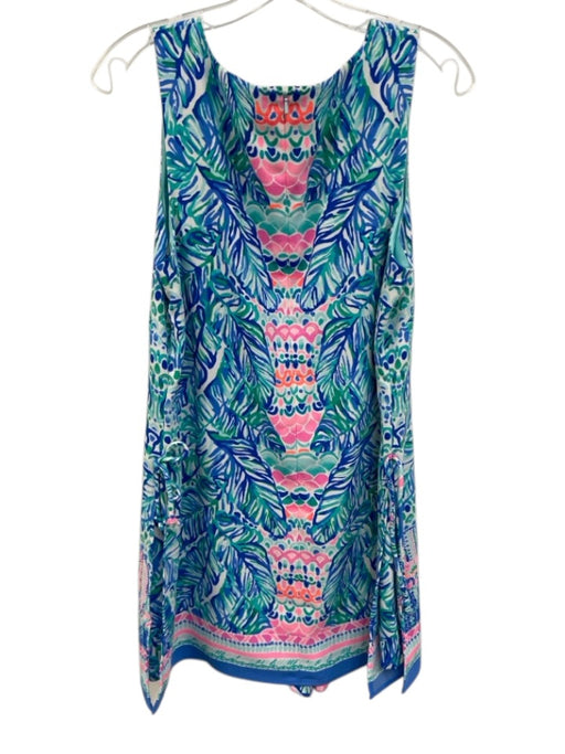 Lilly Pulitzer Size 10 Blue & Multi Polyester Sleeveless Zip Back Printed Dress Blue & Multi / 10