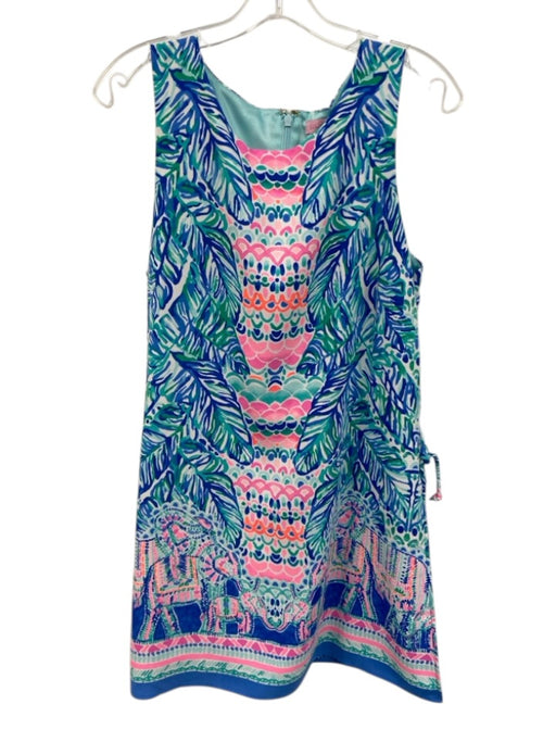 Lilly Pulitzer Size 10 Blue & Multi Polyester Sleeveless Zip Back Printed Dress Blue & Multi / 10