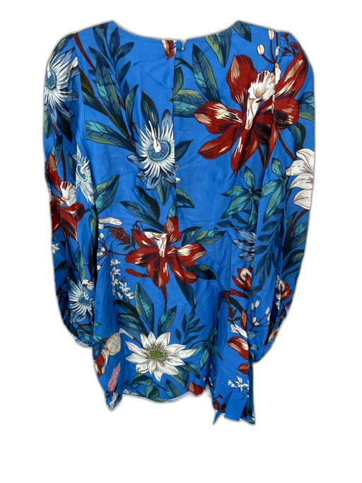 Farm Rio Size S Blue & Rust Viscose Long Sleeve Botanical Front Tie Dress Blue & Rust / S