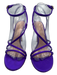 Gianvito Rossi Shoe Size 37.5 Purple Satin Gold Buckle Ankle Strap Pump Sandals Purple / 37.5