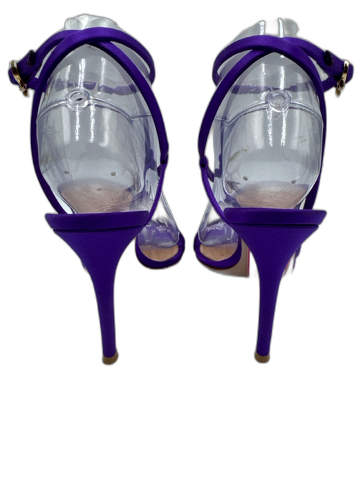 Gianvito Rossi Shoe Size 37.5 Purple Satin Gold Buckle Ankle Strap Pump Sandals Purple / 37.5