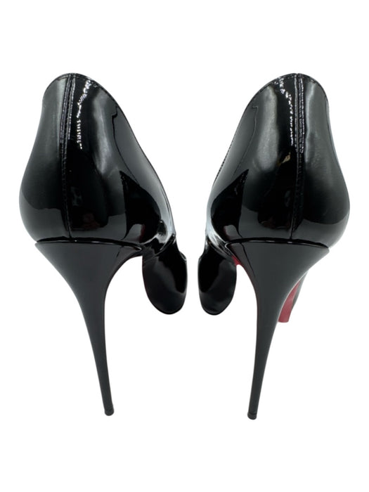 Christian Louboutin Shoe Size 37.5 Black Patent Leather Peep Toe Platform Pumps Black / 37.5
