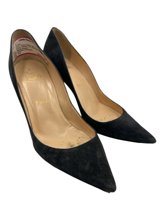 Christian Louboutin Shoe Size 37 Dark Gray Leather Suede Pointed Toe Pumps Dark Gray / 37
