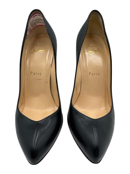 Christian Louboutin Shoe Size 37.5 Black Leather Pointed Toe Stiletto Pumps Black / 37.5