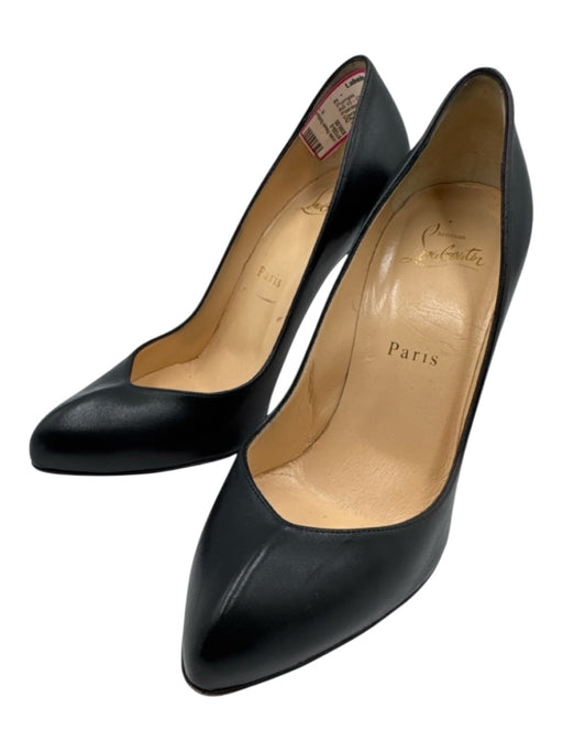 Christian Louboutin Shoe Size 37.5 Black Leather Pointed Toe Stiletto Pumps Black / 37.5