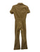 We The Free Size XS Khaki Beige Cotton Blend Denim Short Sleeve Flare Jumpsuit Khaki Beige / XS