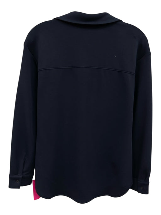 Spanx Size XS Navy Blue Polyester Blend Long Sleeve Button Up Collared Shirt Top Navy Blue / XS