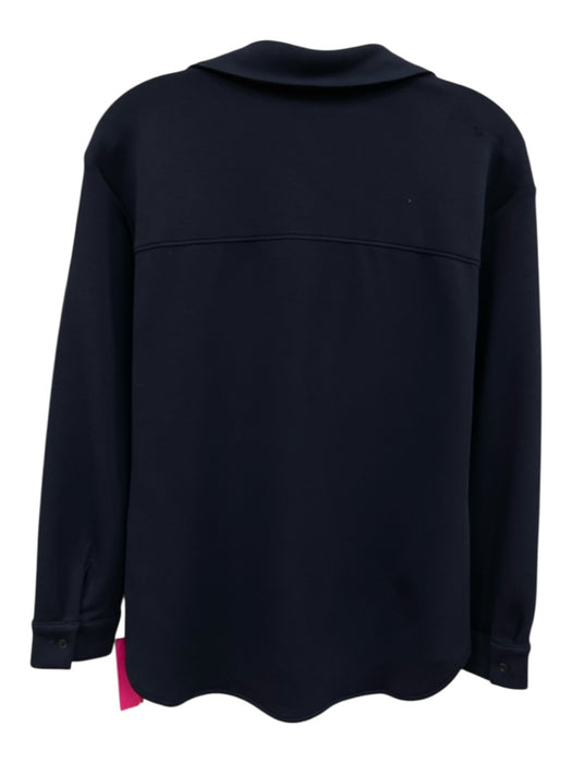 Spanx Size XS Navy Blue Polyester Blend Long Sleeve Button Up Collared Shirt Top Navy Blue / XS